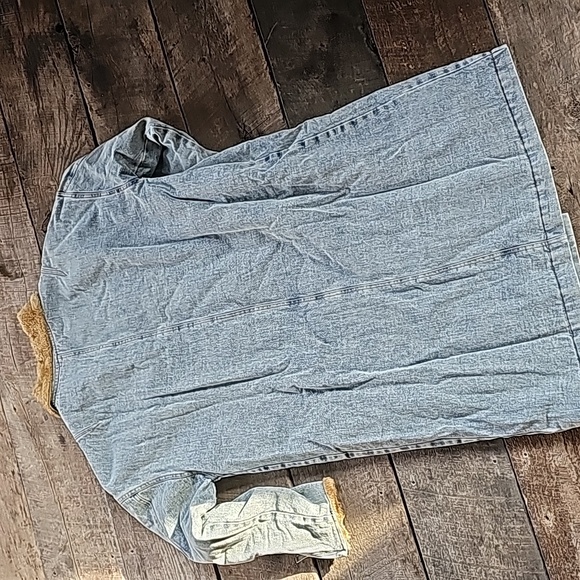 Long DENIM jean jacket/coat Fleece lined button thicker - Picture 9 of 11